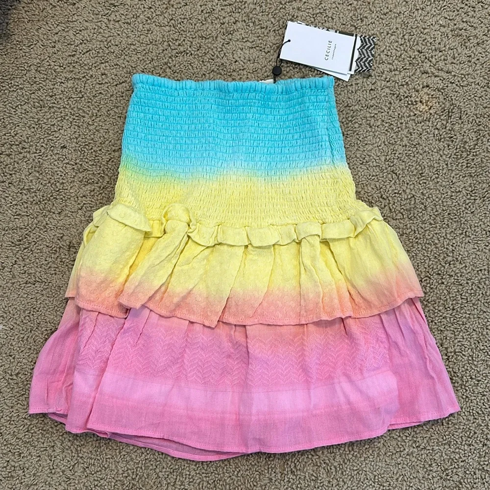 Cecilie Copenhagen Nola Rainbow Tie Dye Skirt - Size XS